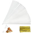 thumbnail image 1 of 150 bolsas transparentes para caramelos, bolsas transparentes en forma de cono, bolsas de plástico para caramelos, galletas, regalos de boda, para envasar galletas, chocolate, pasteles y dulces, 1 of 5