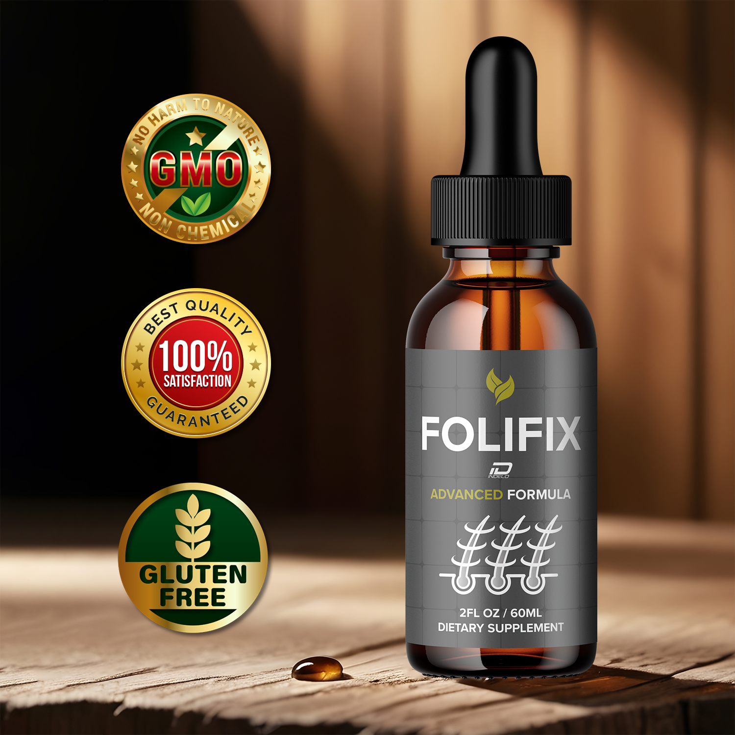Folifix Liquid Drops – Folifix Hair Supplements Healthy Organic Support, 5 Pack, 5 Month Supply