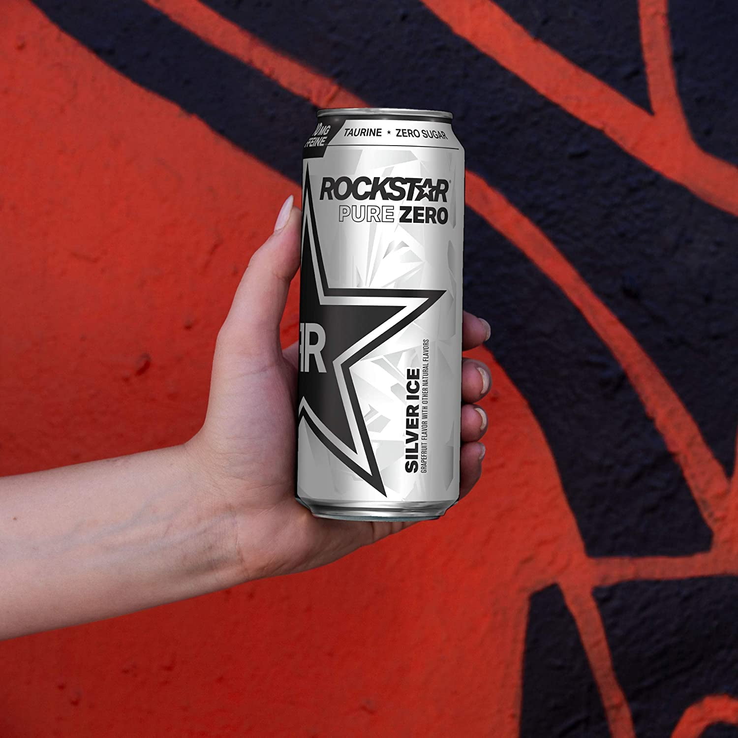 Rockstar Pure Zero Energy Drink, Silver Ice, 16oz Cans (12 Pack) (Packaging May Vary)