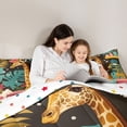 thumbnail image 6 of Homewish Cute Wildlife Giraffe Queen Comforter Set, Jungle Bathing Animal Bedding Sets, Pink Green Cartoon Reversible Bedding Comforter Set, Microfiber Bedroom Decor, 3-Piece, 6 of 9