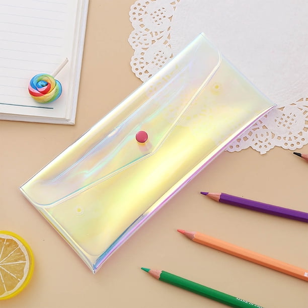 pstuiky Estuche transparente para lápices, de gran capacidad, con cremallera, ideal para estudiantes y exámenes. Estuche portátil para lápices y otros artículos de papelería.