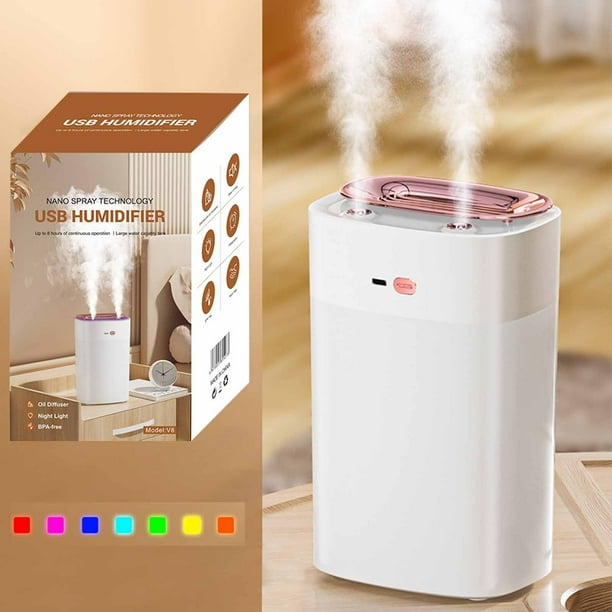 RKSTN humidifiers for bedroom USB Aromatherapy Humidifier With Light Large Capacity 1300ML Quiet Cool Mist Humidifier For Car And Office Plants Easy To Clean