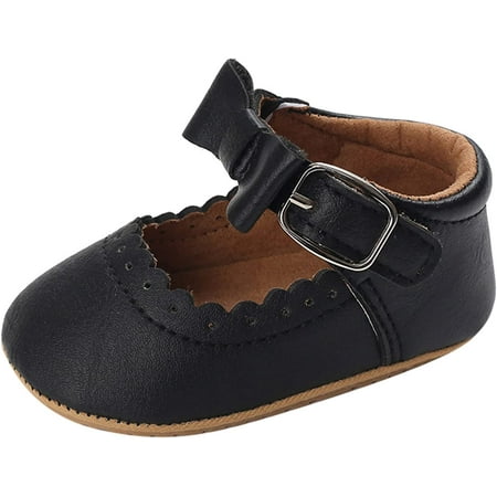 

QWZNDZGR Baby Girls Mary Jane Flats with Bownot Non Slip Dress Shoe Premium Lightweight Soft Sole Crib Shoe Uniform Dress Shoes