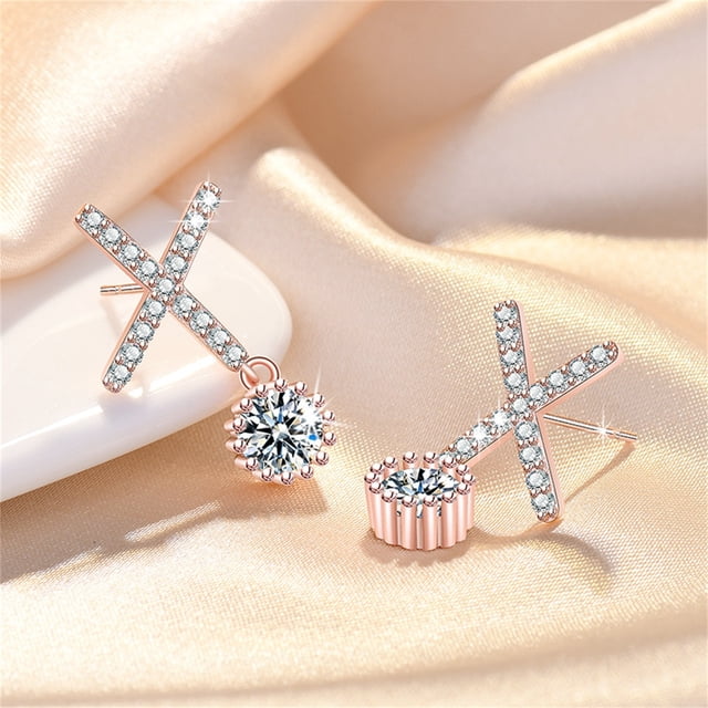 Xihbxyly Pendientes Elegantes, Impresionante Diseño de Letra X, Deslumbrante Brillo de Circonitas Cúbicas, Regalo de Graduación Perfecto, Ideal para Usar a Diario En Bodas, Banquetes, Accesorio de Mo