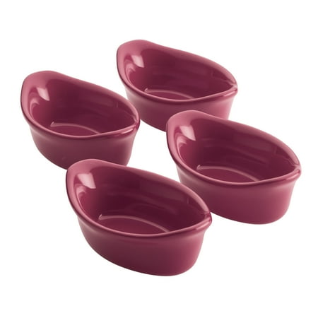 Rachael Ray Ceramics Oval Dipping Cups, 4-Piece, Burgundy