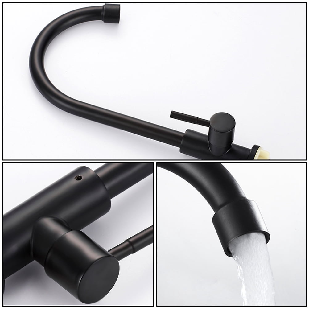 Yanxinjia Home Water-Tap Faucet Kitchen Black Llave De Agua Para Cocina for Vessel Sink Dish Basin Stainless Steel