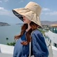 thumbnail image 2 of Prolriy Sun Hats for Women, Women's Empty Top Sun Hat Summer Leisure Travel Anti Large Eaves Black Rubber Fisherman Hat Beach Hats for Women Dark Blue, 2 of 3