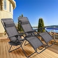 thumbnail image 2 of Costway 2PC Folding Zero Gravity Reclining Lounge Chairs Beach Patio W/Utility Tray, 2 of 8