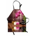 thumbnail image 1 of Spa Apron Spa Flower and Water Reflection Aromatherapy Bamboo Blossom Candlelight Print, Unisex Kitchen Bib Apron with Adjustable Neck for Cooking Baking Gardening, Pink Green Umber, by Ambesonne, 1 of 3
