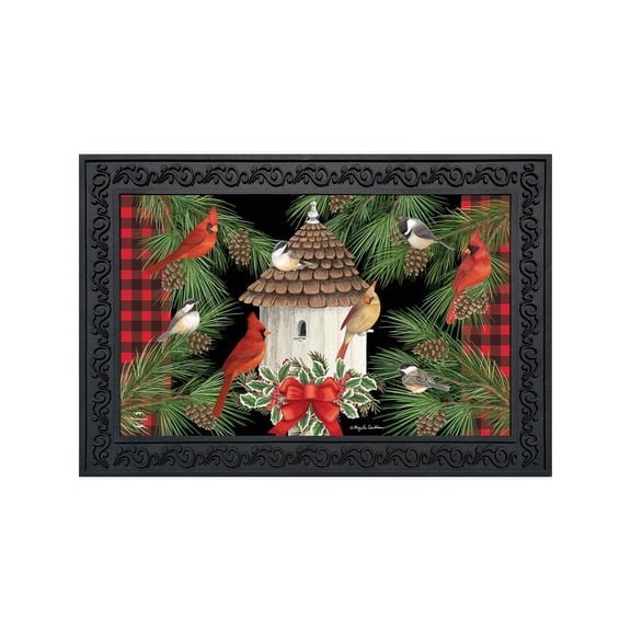 Briarwood Lane Christmas Doormat 30x18 Indoor Outdoor Holiday Bird Gathering For Christmas Doormat