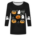 thumbnail image 6 of Godom Women's Halloween Pumpkin Shirts Casual 3/4 Sleeve Ghosts Graphic Tees Round Neck Fall Trendy Clothes, 6 of 6