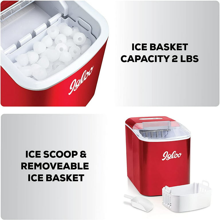 Igloo 26 lb. Capacity Countertop Ice Maker ICEB26RR, Retro Red 