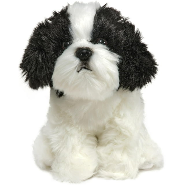 Perro de peluche Bearington, blanco y negro, 33 cm