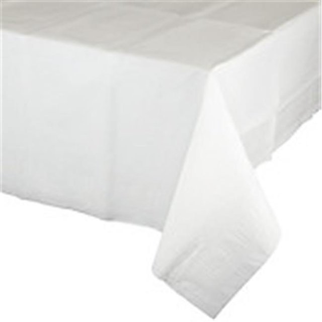 CPC 54PW 54 X 108 White Paper Tablecloth 1-Ply Plastic 2-Ply Paper; Case 20