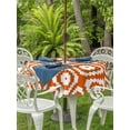 thumbnail image 3 of Outdoor Tablecloths with Umbrella Hole & Zipper, Orange White Geometric Round Tablecloth 54 Inch, Modern Abstract Art Waterproof Table Cloth, Patio/Pool/Picnic Table Covers, 3 of 8