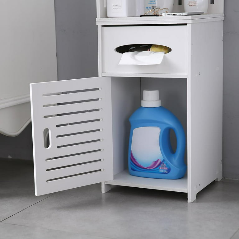Aojezor Small Bathroom Storage Corner Floor Cabinet with Doors and Shelves, Thin Toilet Vanity Cabinet,Narrow