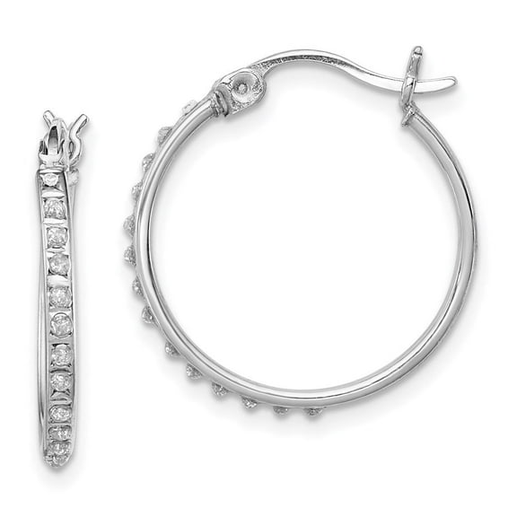Auriga Fine Jewelry 925 Sterling Silver Platinum-plated Diamond Round Hoop Earrings for Women