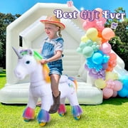 PonyCycle Ride on Unicorn Toys Walking Rocking Horse for Kids 3-4 Ride on Horse Size 3 Riding Rainbow Unicorn Ride on Pony No Electricity Giddy up Pony Plush Toy Walking Animals X32