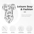 thumbnail image 4 of KLL Women 's Crew Neck Bodysuit Jumpsuits Hand Drawn Turtle Print Short onesies Stretch T Shirts, 4 of 7