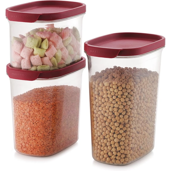 MASTERCOOK 3-Piece Food Storage Containers with Lids, Airtight Stackable Kitchen Set