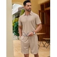 thumbnail image 4 of COOFANDY Men' 2 Piece Tracksuit Outfits Polo Shirt and Shorts Set Quarter Zip Shirt and Elastic Waist Shorts Summer Causal, 4 of 6