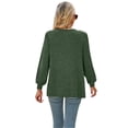 thumbnail image 5 of hirigin Women's Round Neck Tunic Tops, Casual Long Lantern Sleeve Solid Color Ruched T-Shirts, 5 of 6