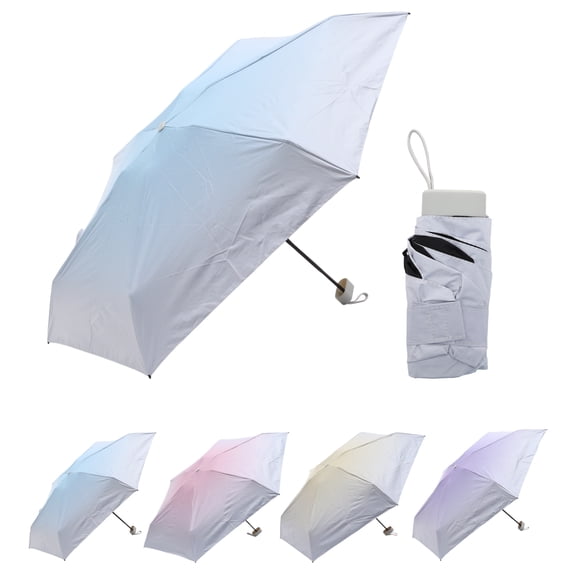 Unique Bargains Lightweight Mini Compact Windproof Folding Umbrella Light Blue [Flat Handle]