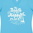 thumbnail image 4 of Inktastic The Beach is My Happy Place with Palm Trees Women's V-Neck T-Shirt, 4 of 5