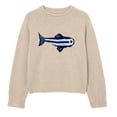 thumbnail image 5 of Women's Oversized Roll Neck Cute Fish Graphic Sweater Vintage Soft Knit Fabric Loose Jumpers Fall Pullover Sweater ﻿ (Beige S), 5 of 5