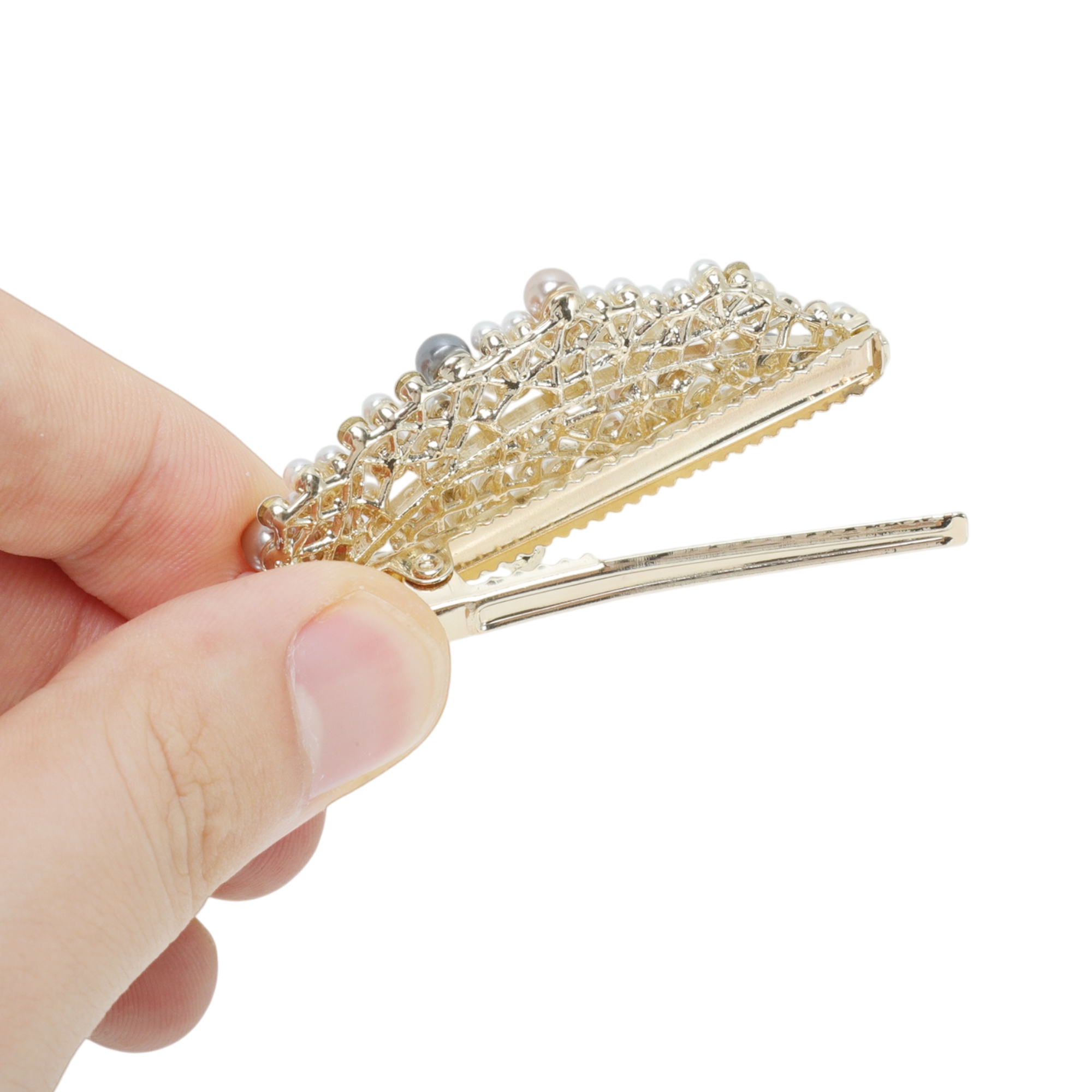 Unique Bargains Fashion Hair Clips Durable Styling Accessory Beige Leaf Duckbill Clip