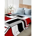 thumbnail image 4 of Red Grey Black King Size Flat Sheet, Wrinkleproof & Fadeproof Cooling Flat Bed Sheet Only, Irregular Modern Abstract Geometric Breathable Soft Bedding Top Sheets 105 x 98 Inches, 4 of 8