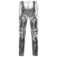 thumbnail image 2 of XIAOCHA Mens Slim-Fit Faux Leather Pants Button Glossy Skinny Leg Pants Stretchy Edgy Biker Style Trousers, 2 of 3