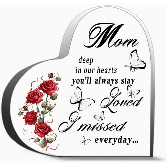 Sympathy Gifts For Loss Of Mom Memorial Gifts For Loss Of Loved One In Memory Of Mom Plaque Bereavem Heart Acrylic Decoration Gift For Couple Parent Women Mom Husband Wife