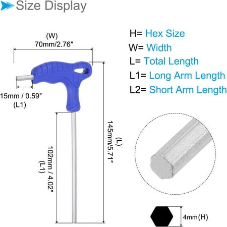 

Blue High-Quality T-Handle Hex Key - 1-Piece CR-V Steel Metric Hex T-Key Wrench for Repair and Mechanical Maintenance - Perfect Tool for Various Applications
