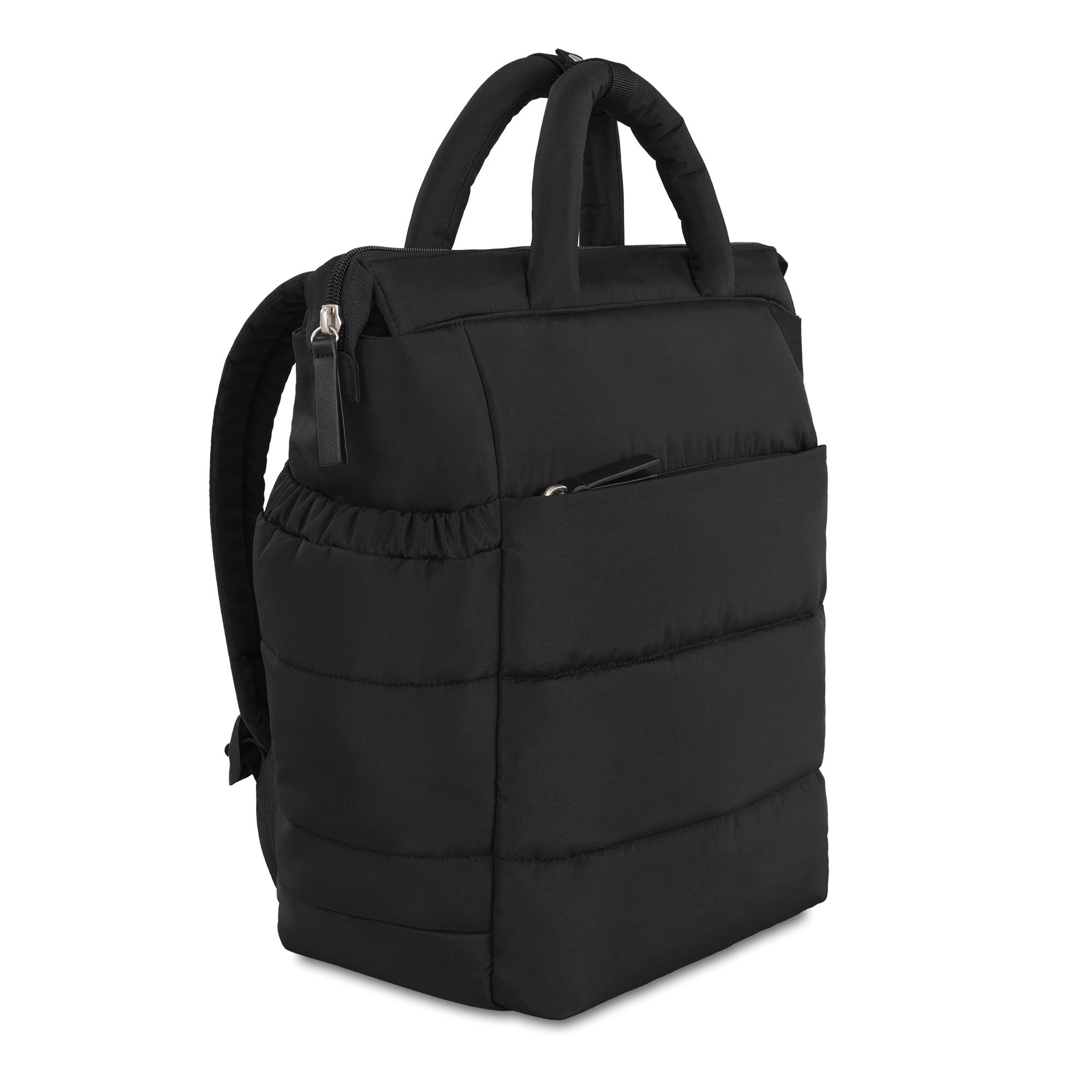 Baby Boom Puffer Backpack Diaper Bag Tote for Infants and Toddlers, Black