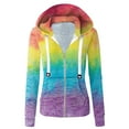 thumbnail image 2 of VEKDONE Tie-Dye Hoodies Jackets for Women Rainbow Print Sweatshirts Coats Plus Size Lightweight Thin Fleece Jacket Soft Drawstring Hooded Coat with Pockets Fall Fashion Clothes, 2 of 3