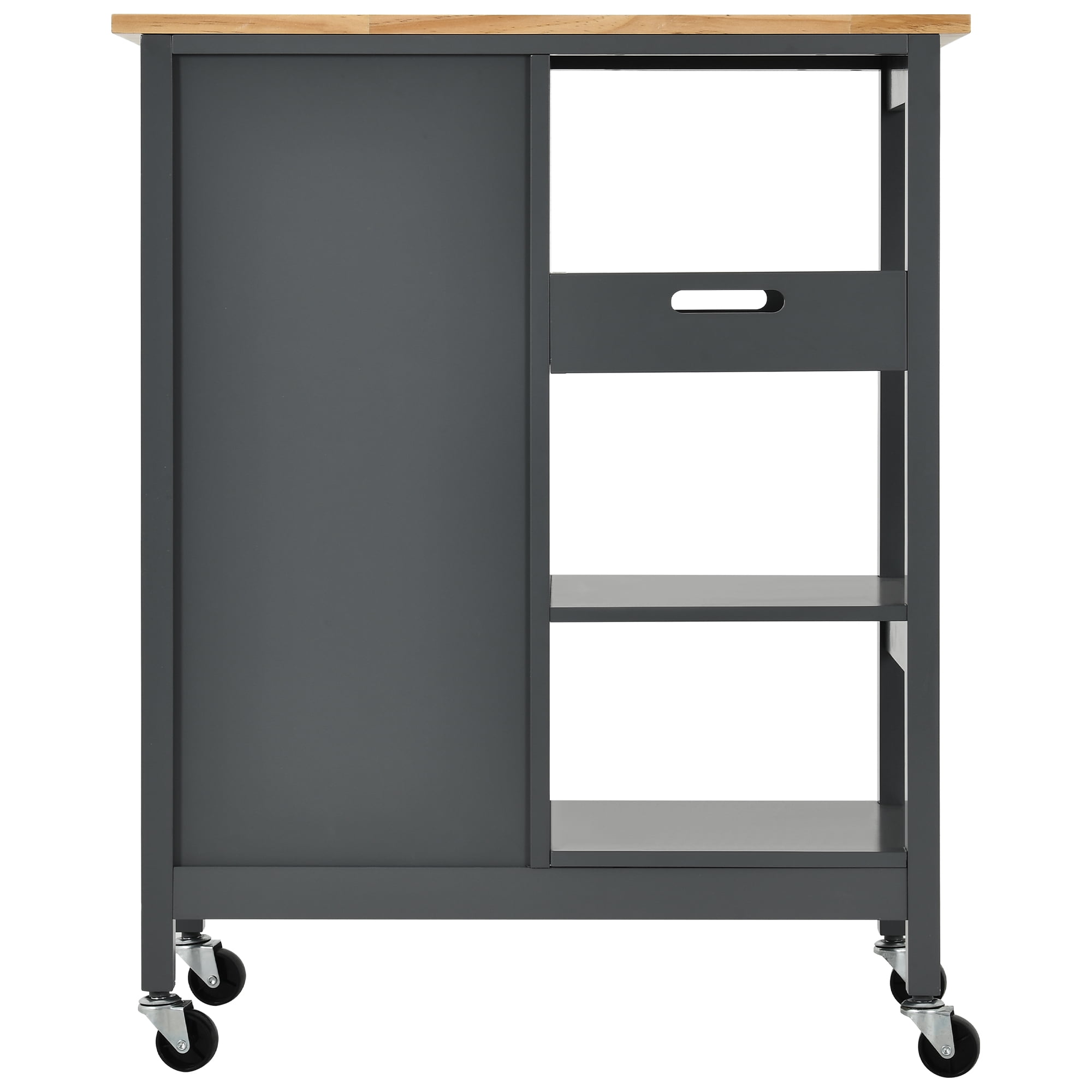 Dextrus 3 Tier Kitchen Island Cart with Storage Shelves, Kitchen Storage Cart with Drawers, Gray