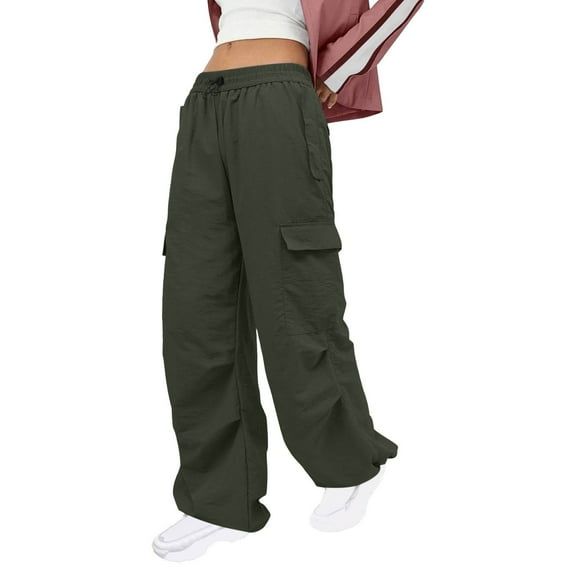 Womens Baggy Cargo Pants Streetwear Hop Joggers Sweatpants Drawstring Casual Loose Wide Leg Trousers Two Piece Pants Set for Women Casual Womens Clothes Womens plus Size Pants Casual Work Knit Pants