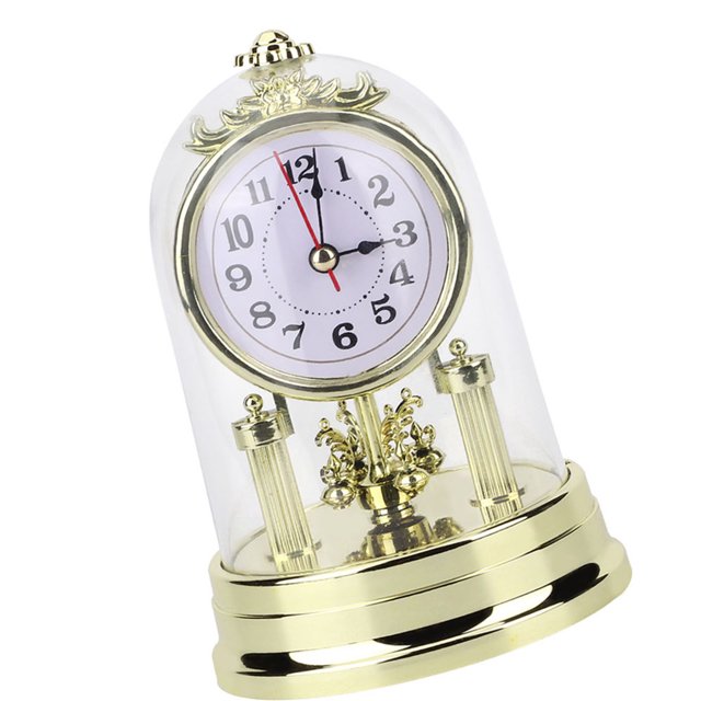 KIMISS Antique Clock, European Retro Style Living Room Clock Antique Silent Table Clock Home Decor
