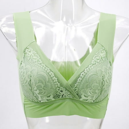 

Sebulube Womens Bra Extra-Elastic Breathable Sports Underwear Yoga Front Closure Women Trim Lace Bra