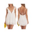thumbnail image 1 of SUNSIOM Robe d'Été Volantée en Mousseline de Soie Cami Robe Dot V-Cou Dos Sleevess Tie-up A-Line Mini Robe, 1 of 6