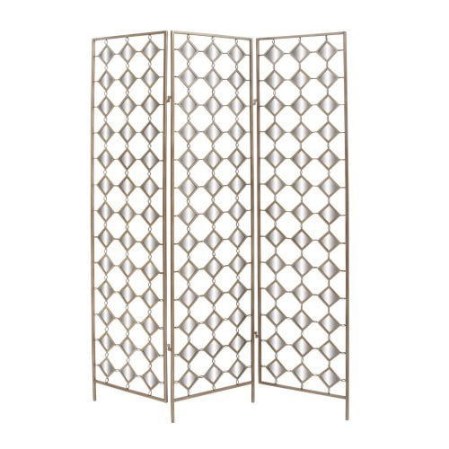 Metal And Mirrored 3 Panel Room Divider Silver Walmart Com