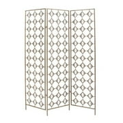 Metal and Mirrored 3-Panel Room Divider - Silver