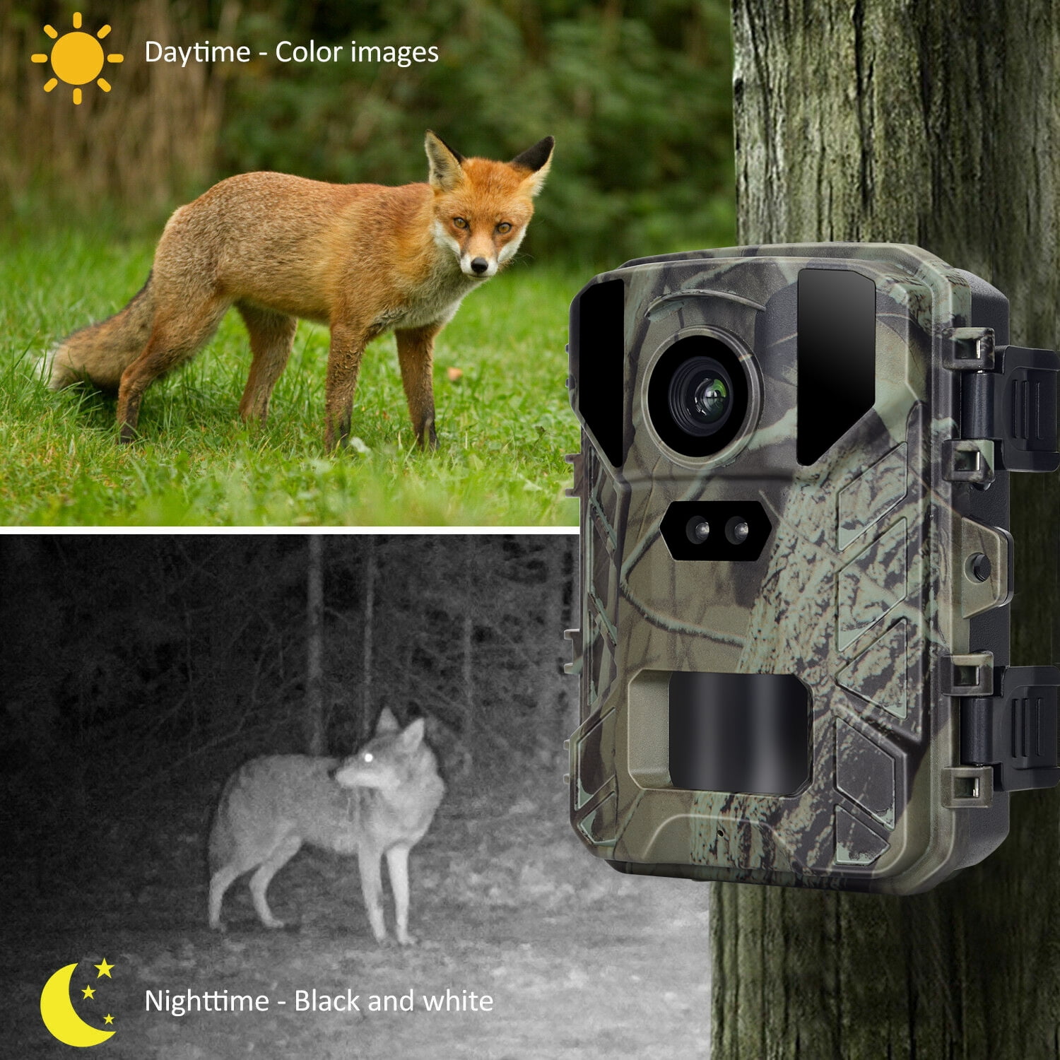 SuntekCam Trail Camera MINI Game Camera 48MP/4K HD Resolution with 32GB SD Card  Hunting Camera with Low Glow Night Vision Motion Activated Waterproof for Outdoor Scouting Wildlife Monitor