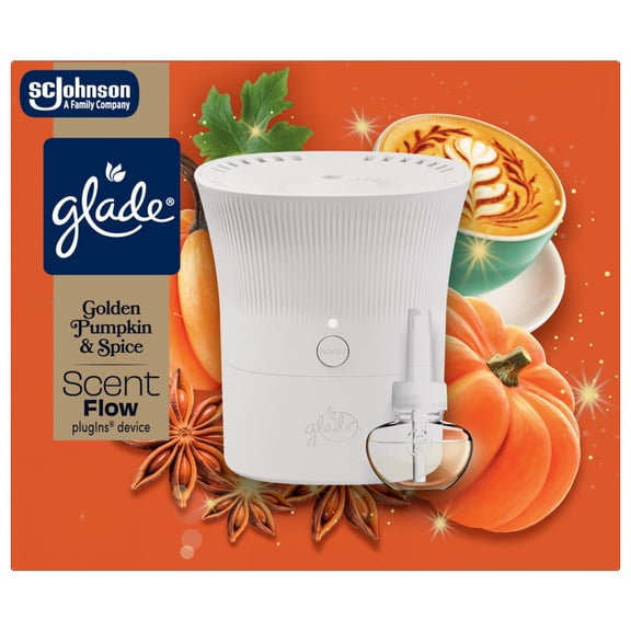 Glade® Scent Flow PlugIns® Air Freshener Starter Kit, Golden Pumpkin & Spice, 1 Device 1 Refill, 0.67 fl oz