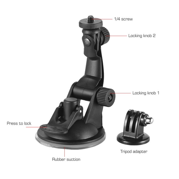 Accessoires pour caméra d'action Support voiture pour ventouse + adaptateur  de trépied pour GoPro hero 7/6/5/4 SJCAM / YI 