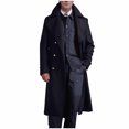 thumbnail image 2 of JXMVOJ Men's Lapel Long Trench Coat Casual Cotton Blend Peacoat Fashionable British Men Solid Color Woolen Trench Coat Slim Lapel Long Sleeved Hooded Casual Coat Jacket, 2 of 5