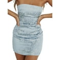 thumbnail image 3 of Biekopu Women's Summer Tube Top Dress,Sleeveless Strapless Floral Jacquard Bodycon Mini Dress Satin Party Gown, 3 of 7