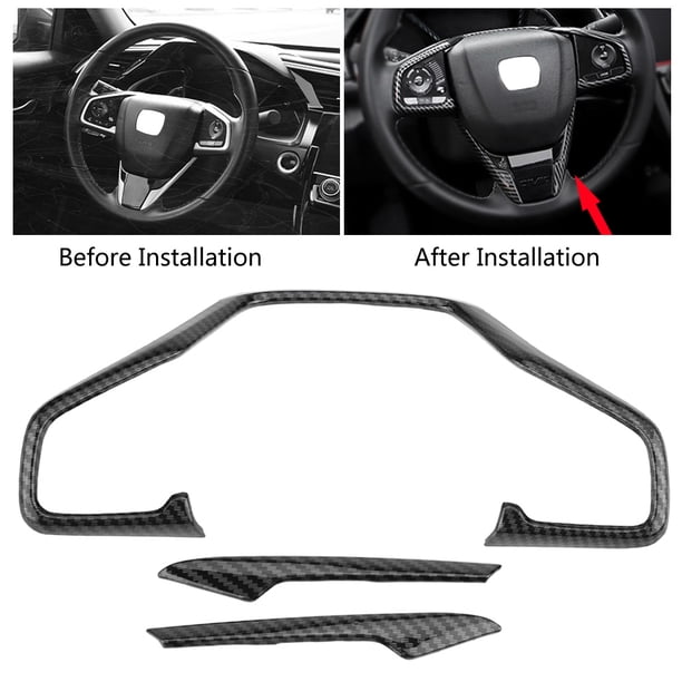 Cubierta del marco del volante, 3 piezas, estilo fibra de carbono, cubierta del volante, muy recomendable