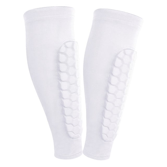 Shin Guards 1 par de fútbol Protector de piernas de manga de compresión (M) blanco